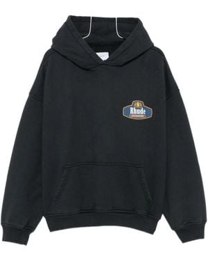 Rhude Logo-Print Hoodie - Black