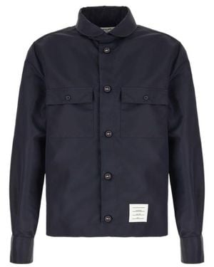 Thom Browne Twill Pocket-Detail Overshirt - Blue