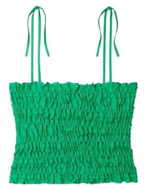 Tory Burch Ruched Strap Top - Green