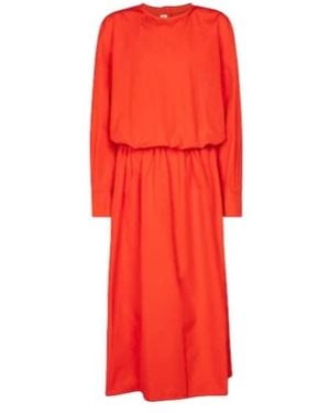 Marni Cotton Poplin Midi Dress - Red
