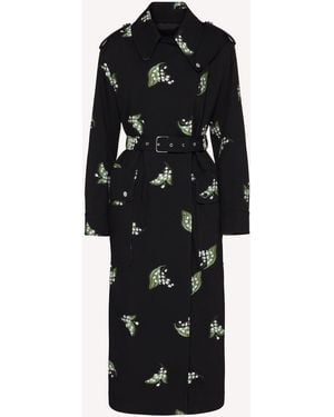 RED Valentino May Lily Jacquard Trench Coat - Black
