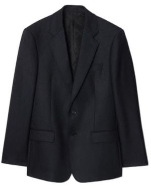 Burberry Check Wool Tailored Jacket - Blue