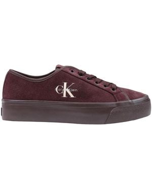 Calvin Klein Lace-Up Low-Top Trainers - Brown