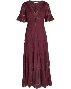 LoveShackFancy Pleated Detail Dress - Red