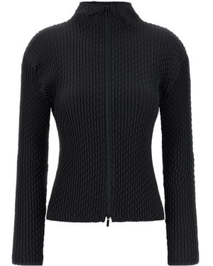 Issey Miyake Pleated Cardigan - Black
