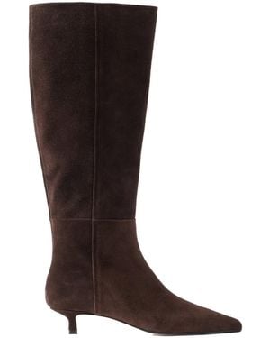 Aeyde Solid Color Suede Knee Boots - Brown