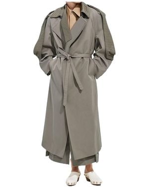 Bottega Veneta Cotton And Silk Gabardine Trench - Grey