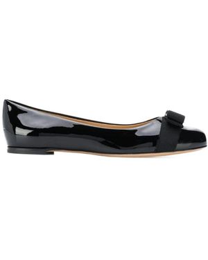 Ferragamo Bow-Detailing Ballerina Shoes - Black