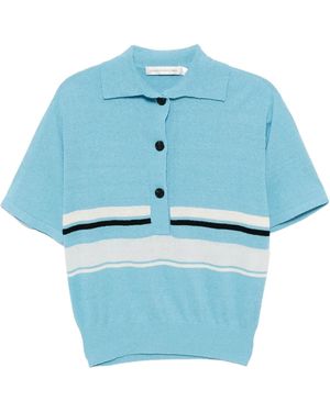 Christopher Esber Striped Knitted Polo Shirt - Blue