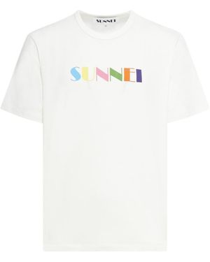 Sunnei Logo-Print Organic-Cotton T-Shirt - White
