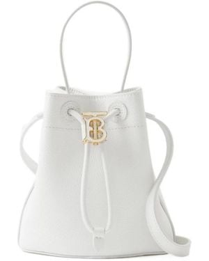 Burberry Mini Tb Bucket Bag - White