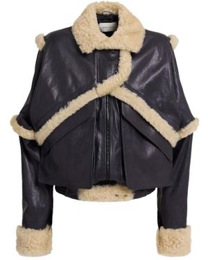 Magda Butrym Leather Shearling Jacket - Blue