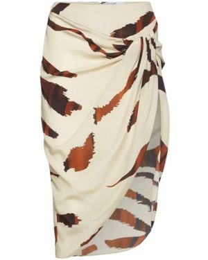 GIUSEPPE DI MORABITO Printed Silk Crepe De Chine Mini Skirt - Natural