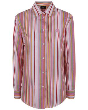 Etro Striped Button-Up Shirt - Pink