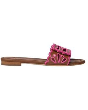 Fendi Logo-Appliqué Flat Sandals - Pink