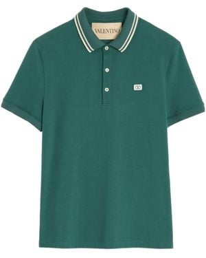 Valentino Vlogo Embroidered Short-Sleeved Polo Shirt - Green