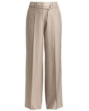 Peserico Tie-Belt Wide-Leg Pants - Natural