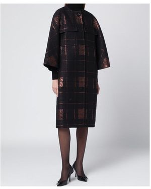 Max Mara Atelier Lamé Jacquard Coat - Multicolour
