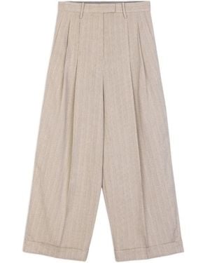 Alysi Wide-Leg Cuffed Trousers - White