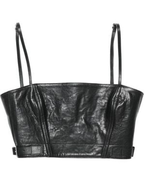 Acne Studios Leather Crop Top - Black