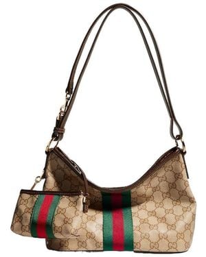 Gucci Medium Shoulder Bag With Web - Brown