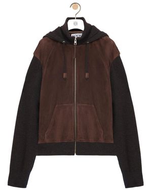Loewe Drawstring Zip-Up Hoodie - Brown
