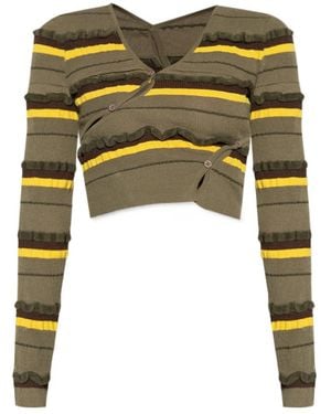 Jacquemus Striped Cropped Jumper - Green