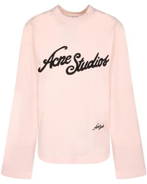 Acne Studios Embroidered Logo T-Shirt - Pink