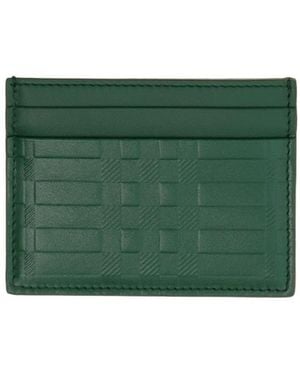 Burberry Plaid Embossed Card Holder - Green