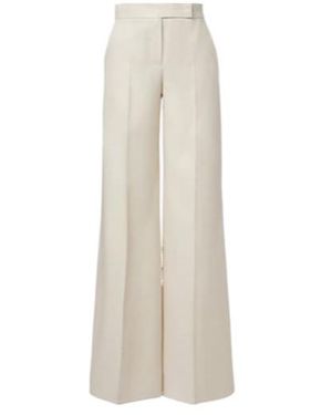 Max Mara Badesse High-Rise Linen Wide-Leg Pants - White