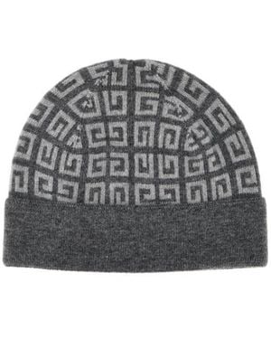 Givenchy All-Over Logo Embroidered Knitted Beanie - Grey