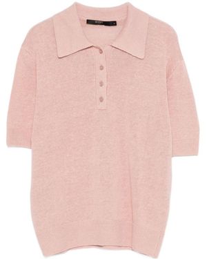 Seventy Buttoned Polo Top - Pink