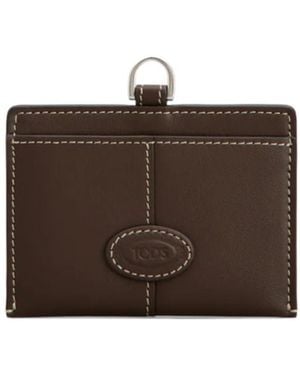 Tod's Topstitch Badge Cardholder - Brown