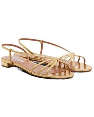 Aquazzura Talk To Me Snake-Effect Leather Sandals - Pink