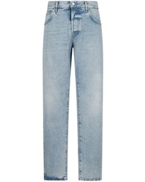 Pt Pantaloni Pt Torino Logo Patch Straight-Leg Jeans - Blue