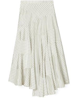 Tory Burch Striped-Pattern Asymmetric Skirt - White