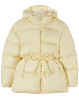 Palm Angels Logo Embroidered Down Jacket - Natural