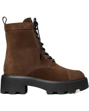 Tory Burch Chunky-Sole Lace-Up Ankle Boots - Brown