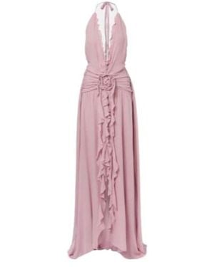 Blumarine Ruffled Georgette Gown - Pink