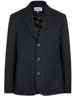 Loewe Logo-Embroidered Wool Jacket - Black