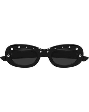 McQueen Eyewear Oval Frame Studded Sunglasses - White