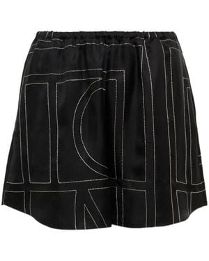 TOTEME Logo Silk Shorts - Black