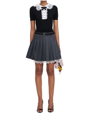Self-Portrait Lace Collar Top - Blue