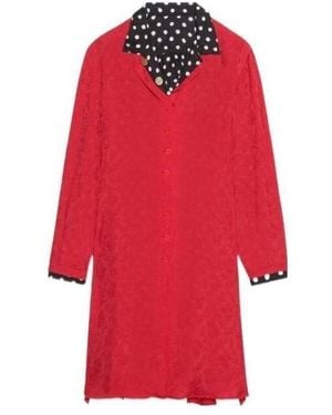 Balenciaga Spray Dots Reversible Coat Dress - Red