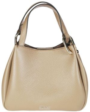 Furla Logo-Letter Shoulder Bag - Natural