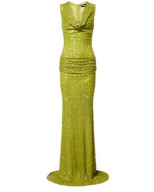 David Koma Sequined Draped Gown - Green