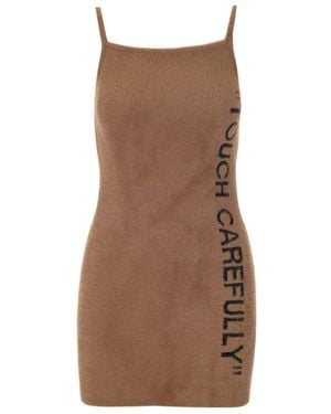 Off-White c/o Virgil Abloh Logo Detailed Sleeveless Dress - Brown
