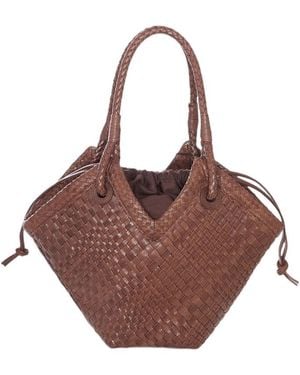 IBELIV Small Trinity Woven-Leather Tote Bag - Brown
