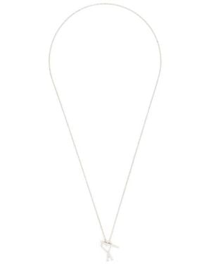 Ami Paris Ami De Coeur Logo Pendant Necklace - White