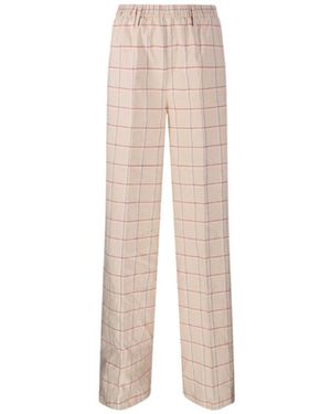 forte_forte Tartan Elasticated Loose Pant - Natural